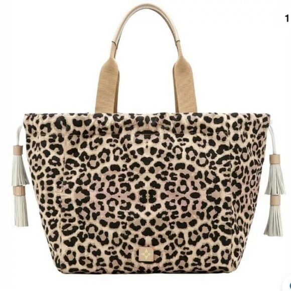 India Hicks Fortune Tote - Sleeping Leopard - New - Picture 2 of 4